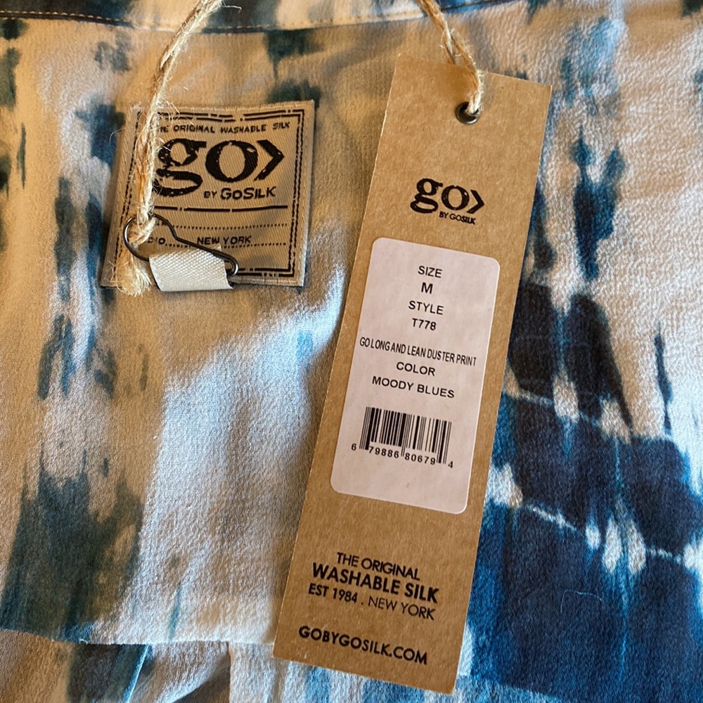 Go Silk Blue and White Tie Dye Duster or Swimsuit Cover Up - Picture 11 of 16